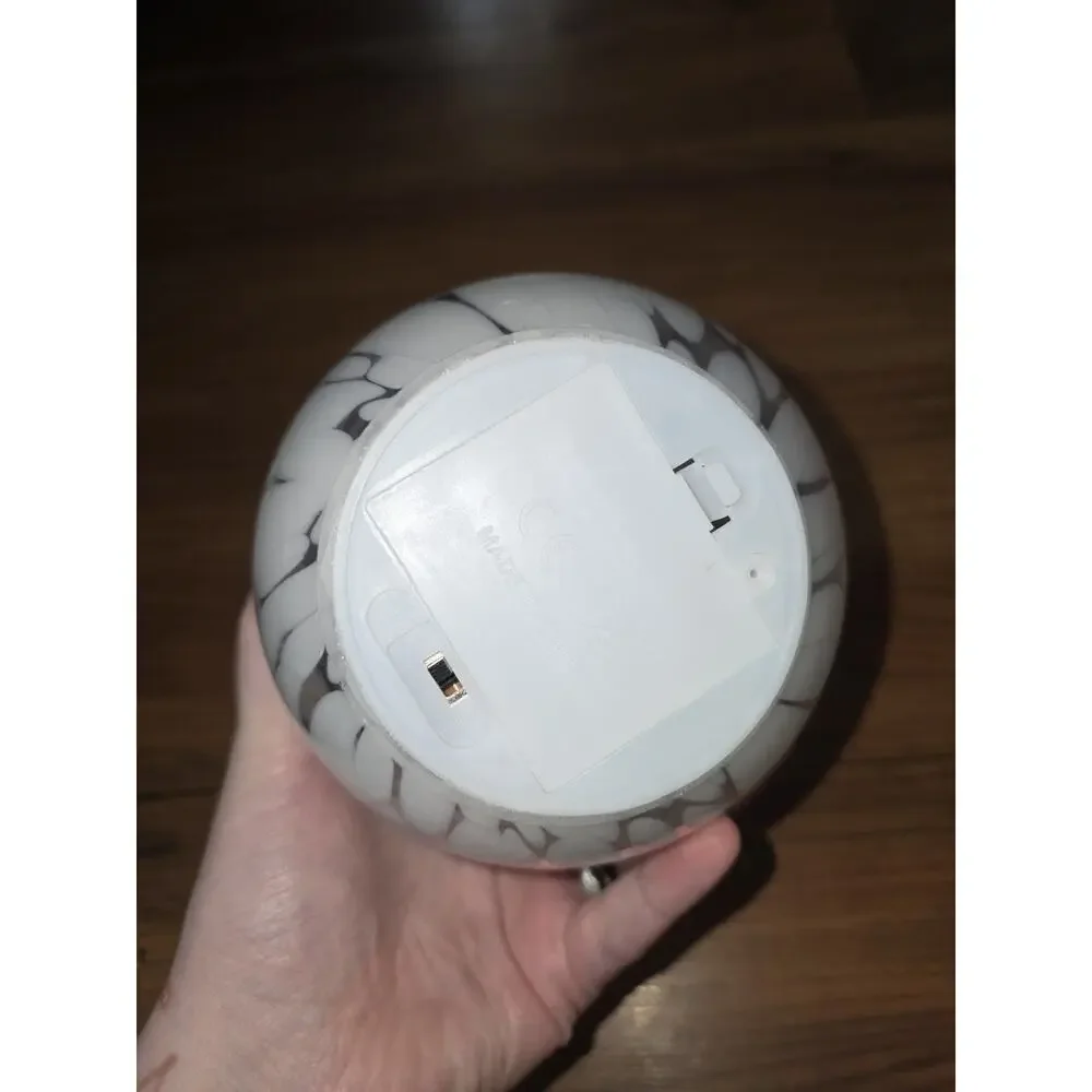 Glass Decorative Egg With Light Inside Confetti White